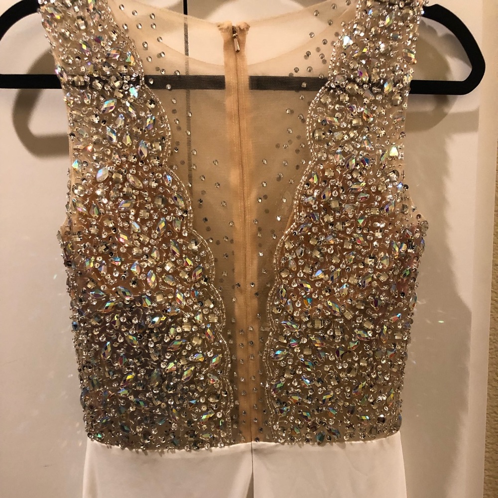 White Blush Sequined Prom Dress - Picture 5 of 6